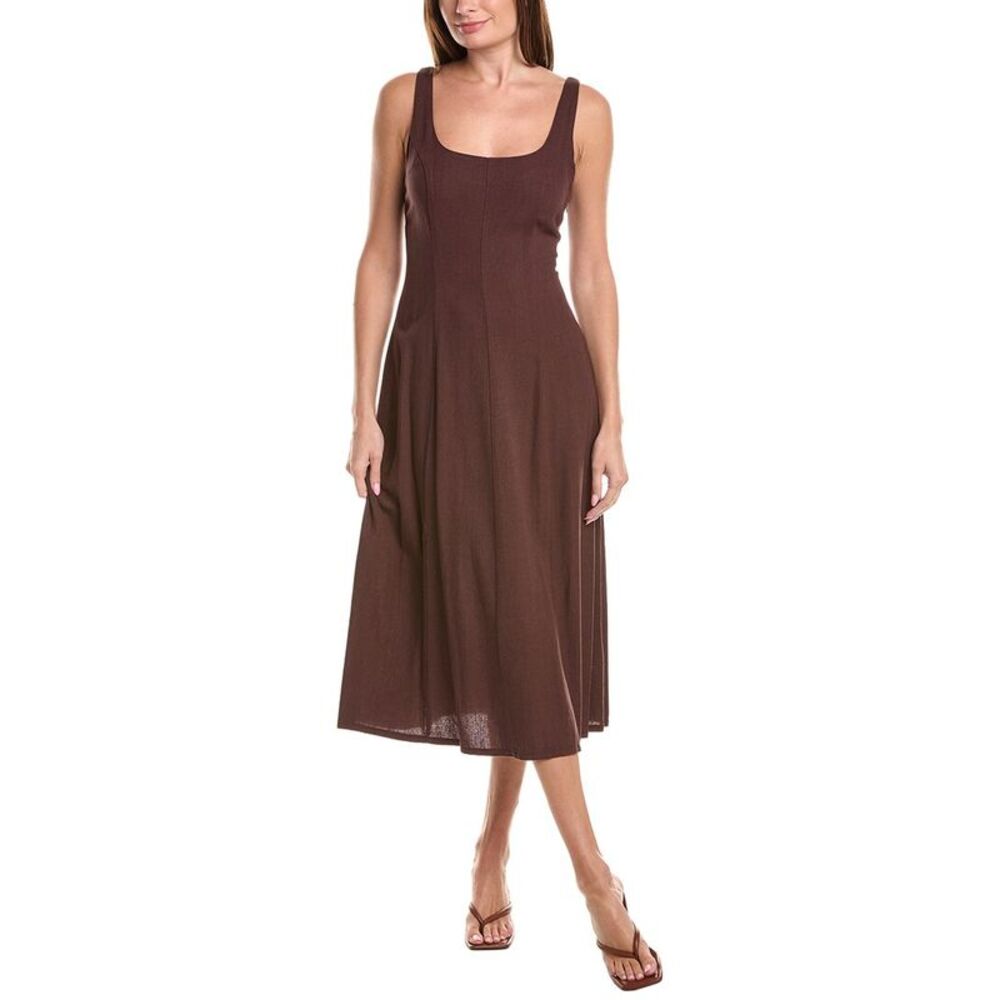 Nanette Nanette Lepore Womens Linen-Blend Mid Dress, Brown